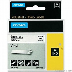 DYMO RhinoPRO Renkli Vinil 9mmx5,5m Siyah-Beyaz Şerit 14482