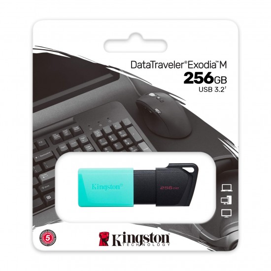 Kingston DTXM-256GB 256GB USB3.2 Gen1 DataTraveler Exodia M (Black + Teal) Flash Bellek