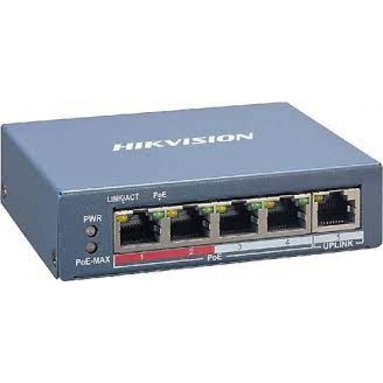 Hikvision DS-3E1105P-EI 4 PORT 10-100 4 PORT POE+ 65W Yönetilemez Switch