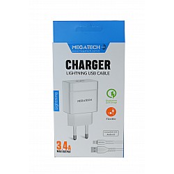 Megatech CC-03 (MT-Cl34) 3.4A Lightning Usb Kablo + Ev Şarj Adaptörü Hızlı Şarj