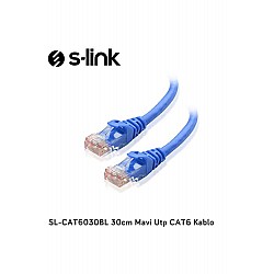 S-link SL-CAT6030BL 30cm Mavi Utp CAT6 Kablo