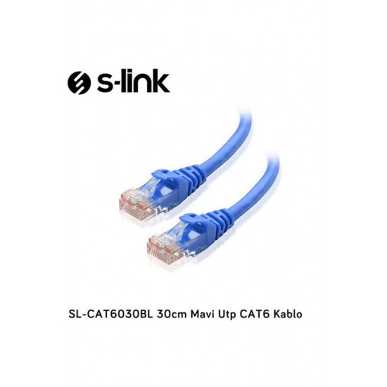 S-link SL-CAT6030BL 30cm Mavi Utp CAT6 Kablo