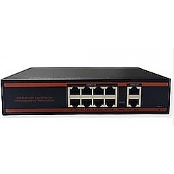 Nova ND1PG0822A 8 Port Poe+ 10-100-1000 Mbps 2 Port 10-100-1000 Mbps Uplink  2 Port SFP Switch 150W