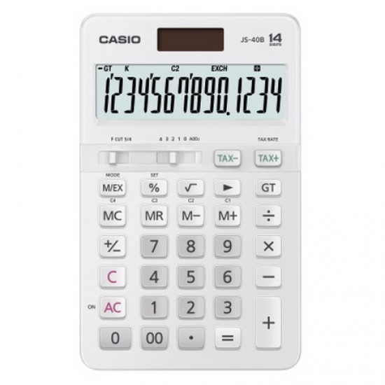 Casio JS-40B-WE Beyaz Profesyonel 14 Hane Masa Üstü Hesap Makinesi