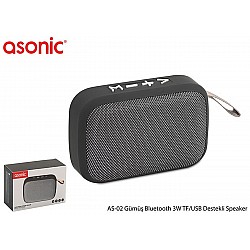 Asonic AS-02 Gümüş Bluetooth 3W TF-USB Destekli Speaker