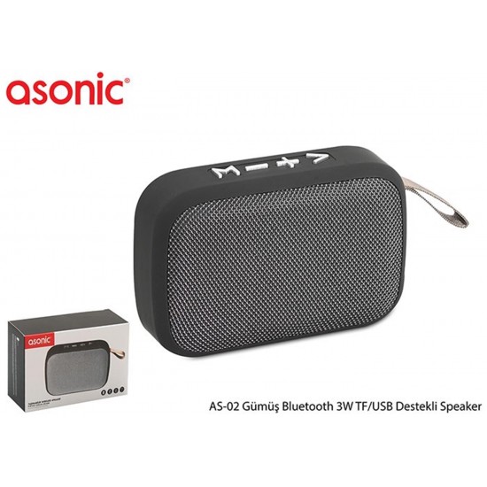 Asonic AS-02 Gümüş Bluetooth 3W TF-USB Destekli Speaker