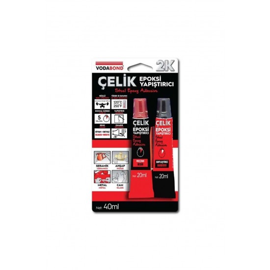 Vodaband 20ML+20ML Çelik Epoksi Yapıştırıcı Siyah+Beyaz(Reçine+Sertleştirici) Vodaband 20ML+20ML Çelik Epoksi Yapıştırıcı Siyah+Beyaz(Reçine+Sertleştirici)