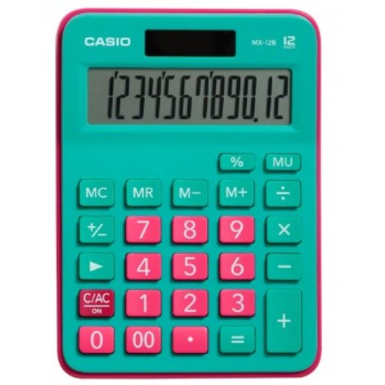 Casio MX-12B-GNRD Yeşil+Pembe 12 Hane Masa Üstü Hesap Makinesi