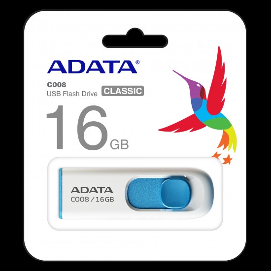 Adata C008-16GB 16GB USB2.0 Classic (White + Blue) Flash Bellek