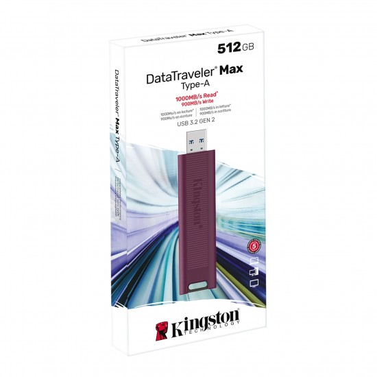 Kingston DTMAXA-512GB 512GB DataTraveler Max Type-A 1000R-900W USB 3.2 Gen 2 Flash Bellek