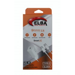 Elba ELB04-PD-25WTypc Beyaz 25W Typc-e Ev Şarj Kafa+1mt Type-c To Type-c Kablo 3.1 Hızlı Şarj