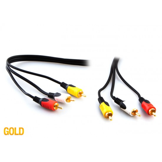 S-link SL-RCA10 3RCA To 3RCA 10m Gold Kablo