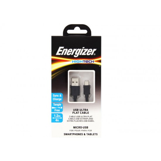 Energizer C21UBMCGBK4 1.2m Flat Micro Siyah Usb Kablosu