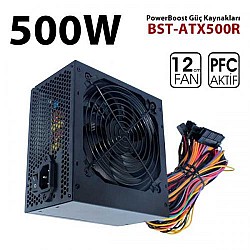 PowerBoost BST-ATX500R "QUARK" 500w APFC 12cm Fanlı ATX PSU Power kablo (Retail Box)