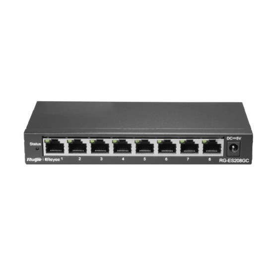 Ruijie-Reyee RG-ES208GC 8 Port 10-100-1000 Mbps Yönetilebilir Switch Çelik Kasa Ruijie-Reyee RG-ES208GC 8 Port 10-100-1000 Mbps Yönetilebilir Switch Çelik Kasa