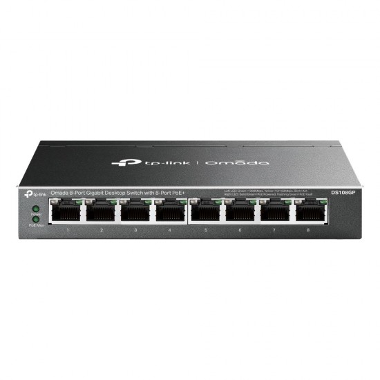 Omada Tp-Link DS108GP 8 Port 10-100-1000 Poe+ Switch Çelik Kasa Rack Mount