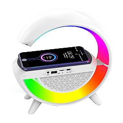 Mikado MD-G111 Beyaz 10W 1800mAh BT-TF-USB-15W Wireless Şarj RGB Işıklı Speaker