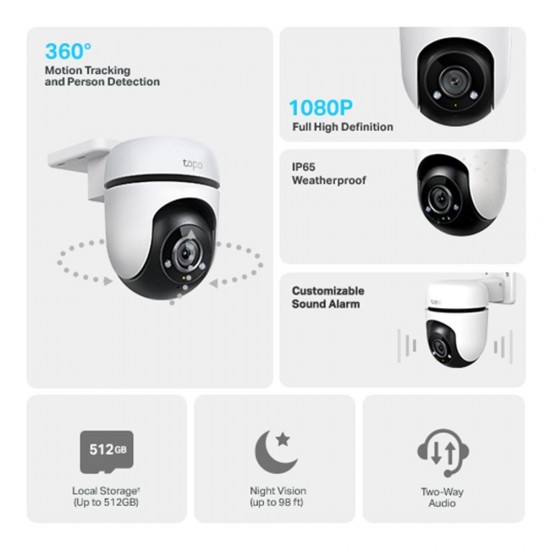 TP-Link Tapo C500 Dış Mekan 1080P Gece Görüşlü 512GB Micro SD Destekli Wi-Fi Kamera TP-Link Tapo C500 Dış Mekan 1080P Gece Görüşlü 512GB Micro SD Destekli Wi-Fi Kamera