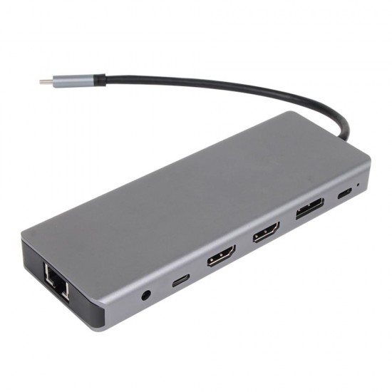 Vcom CU4706 Type-C To HDMI-2+DP+USB3.0-3+TYPE C+USB2.0+RJ45+SD2.0+TF2.0+PD+DC 3.5mm 13 in 1 Çevirici Vcom CU4706 Type-C To HDMI-2+DP+USB3.0-3+TYPE C+USB2.0+RJ45+SD2.0+TF2.0+PD+DC 3.5mm 13 in 1 Çevirici