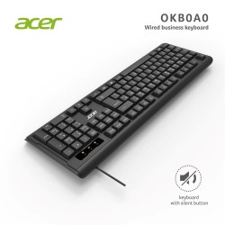 Acer OAK-0A0  Siyah Kablolu Sessiz Tuşlu  Klavye (Caps Lock) (Kablo Uzunluğu 1.50Cm) Caps Lock