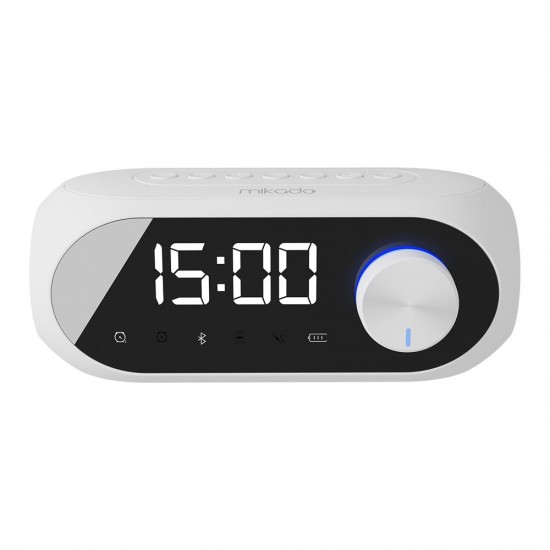 Mikado MD-W7 1200mAh 5W Beyaz Bluetooth-Aux-Derece-Usb-FM Double Alarmlı Saat Speaker Speaker Mikado MD-W7 1200mAh 5W Beyaz Bluetooth-Aux-Derece-Usb-FM Double Alarmlı Saat Speaker Speaker