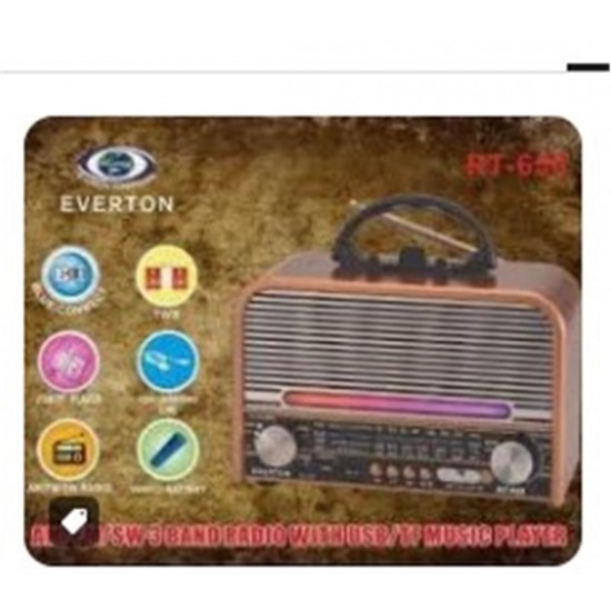 Everton Rt-659  Bluetooth Fm-Usb-Tf-Aux Şarjlı Nostaljik Radyo