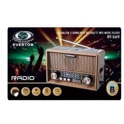 Everton Rt-569  Bluetooth Fm-Usb-Tf-Aux Günei Enerjili Şarjlı Nostaljik Radyo