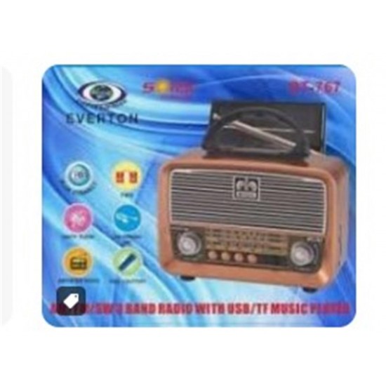 Everton Rt-767 -Usb-Tf-Am-Fm-Sw-Tws-Usb Güneş Enerjili Şarj Nostaljik Radyo