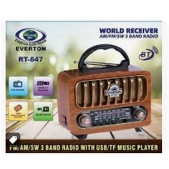 Everton Rt-847 -Usb-Tf-Am-Fm-Sw-Tws-Usb Şarj Nostaljik Radyo