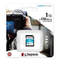 Kingston SDG3-1TB 1TB SDXC Canvas Go Plus 170R C10 UHS-I U3 V30 Hafıza Kartı