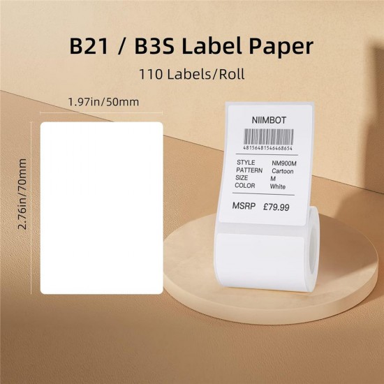 NIIMBOT T50-70-110WHITE Beyaz 50X70MM Termal Etiket NIIMBOT T50-70-110WHITE Beyaz 50X70MM Termal Etiket