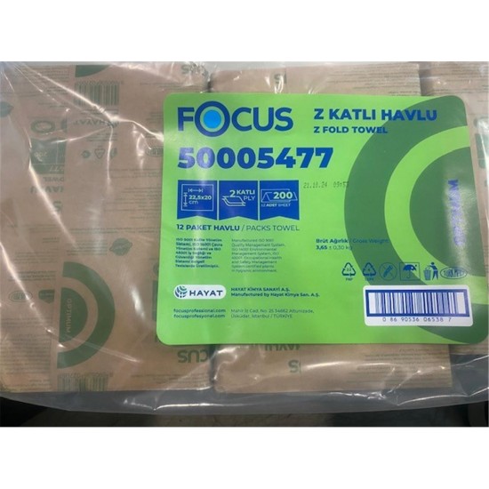 Focus Optımum (50005477) Z Katlı Havlu Peçete 12 Paket 2 Katlı (1 Paket 200 Adet) 22,5X20 Cm Focus Optımum (50005477) Z Katlı Havlu Peçete 12 Paket 2 Katlı (1 Paket 200 Adet) 22,5X20 Cm