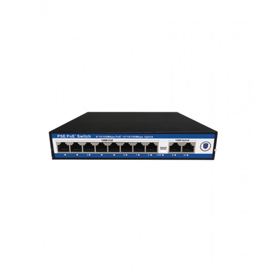 Nova NVC-PSE0820 8 Port Poe+ 10-100 Mbps 2 Port 10-100 Mbps Uplink Switch 120W