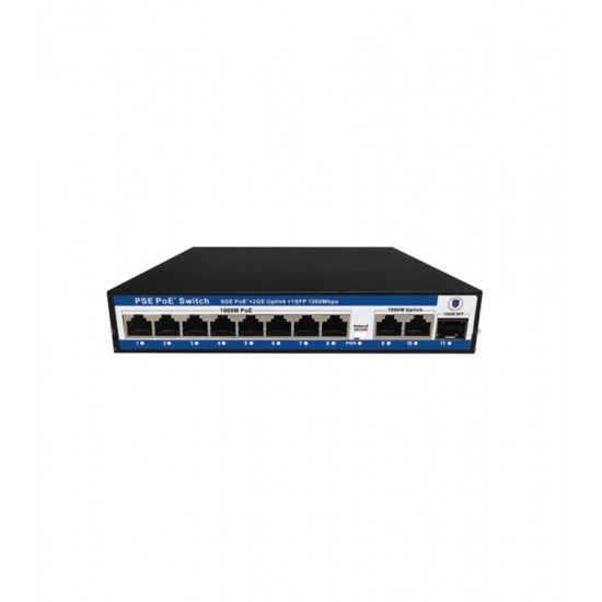 Nova NVC-PSEG0821 8 Port Poe+ 10-100-1000 Mbps 2 Port 10-100-1000 Mbps Uplink 1 Port SFP Switch 120W