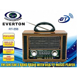 Everton Rt-556  Bluetooth Fm-Usb-Tf-Aux  Şarjlı Nostaljik Radyo