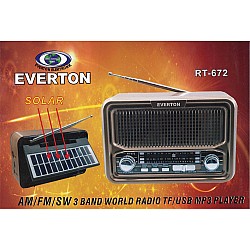 Everton Rt-672 Bluetooth Fm-Usb-Tf-Aux Şarjlı Solar Nostaljik Radyo