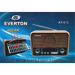 Everton Rt-673 Bluetooth Fm-Usb-Tf-Aux Şarjlı Solar Nostaljik Radyo