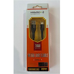 Megatech 3.1A 20W 1mt Örgülü Hasır Siyah Usb To TYP-C DATA KABLOSU