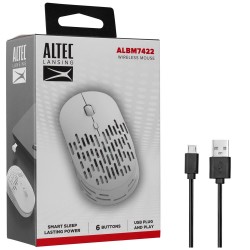 Altec Lansing ALBM7422 Beyaz 2.4GHz Şarj Edilebilir Tek Renkli 1600DPI Optik Kablosuz Mouse