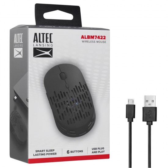 Altec Lansing ALBM7422 Siyah 2.4GHz Şarj Edilebilir Tek Renkli 1600DPI Optik Kablosuz Mouse