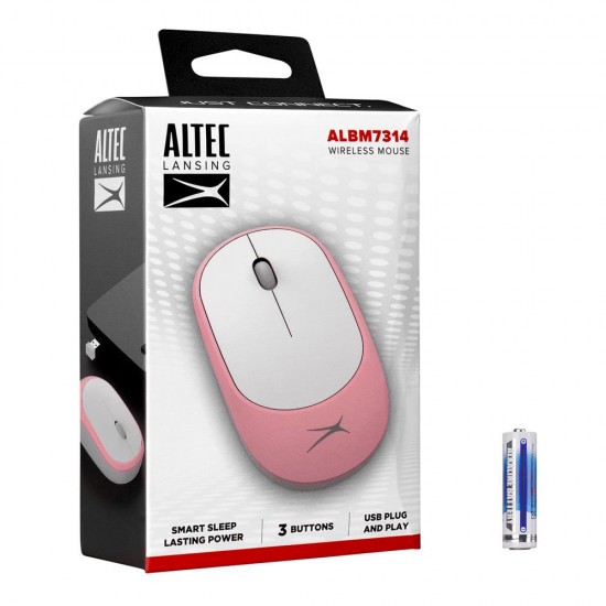 Altec Lansing ALBM7314 Pembe 2.4GHz USB 1200DPI Alkalin Pilli Kablosuz Mouse