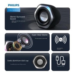 Philips Spa2209 2.0 USB- 3.5MM Jack Hoparlör Ses Kontrol Tuşu