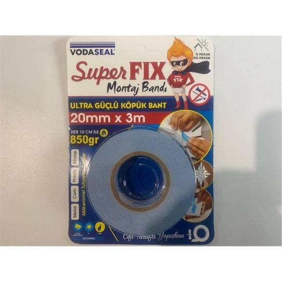 Vodaseal Super Fıx Köpük Bant 20mmX3m (Metal-Cam-Plastik-Ahşap)