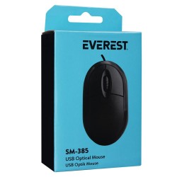 Everest SM-385 K 1.9M Bakır Kablolu USB Siyah 1200dpi Optik Mouse