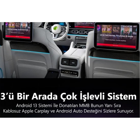 MMB MAX 4.0 Android 13, 8+128GB, HDMI Output Kablosuz-Wireless CarPlay MMB MAX 4.0 Android 13, 8+128GB, HDMI Output Kablosuz-Wireless CarPlay
