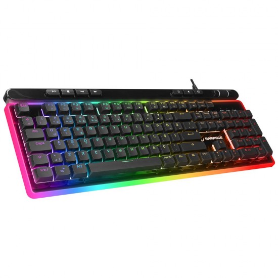 Rampage SHINE K14 Siyah USB RGB Backlight Membrane Gaming Oyuncu Klavye Rampage SHINE K14 Siyah USB RGB Backlight Membrane Gaming Oyuncu Klavye