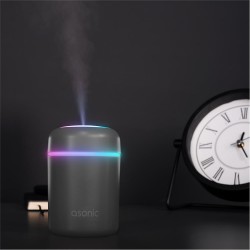 Asonic HN21 Matte Gri 2W 300ML kapasiteli 4 Saat Çalışabilir RGB Mini Oda Nemlendirici