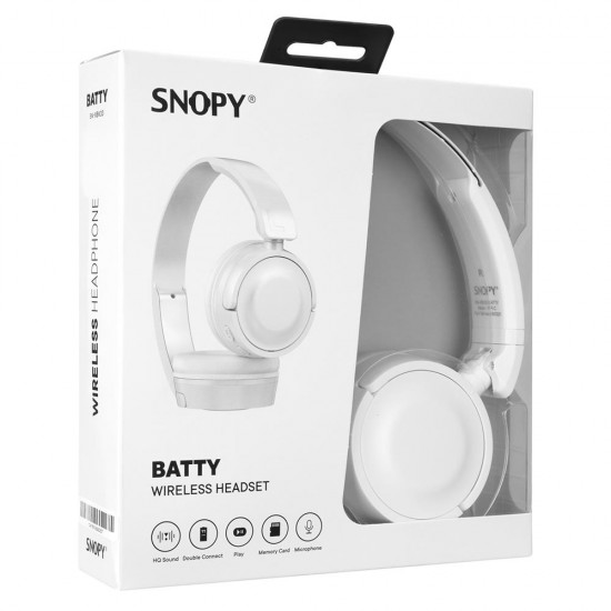 Snopy SN-XBK33 BATTY Beyaz TF Kart Özellikli Bluetooth Kulaklık