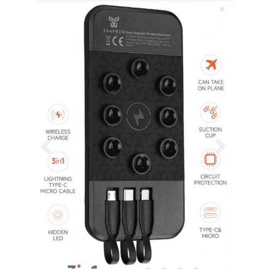 Snapron SNP-3003 10.000 Mah Vantuzlu Wireless Kablosuz ve 3in1 Kablolu Powerbank Snapron SNP-3003 10.000 Mah Vantuzlu Wireless Kablosuz ve 3in1 Kablolu Powerbank