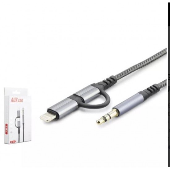 HADRON GJ-027 3.5MM TO TYPE-C + LIGHTNING KABLO AUX CAR SİYAH HADRON GJ-027 3.5MM TO TYPE-C + LIGHTNING KABLO AUX CAR SİYAH